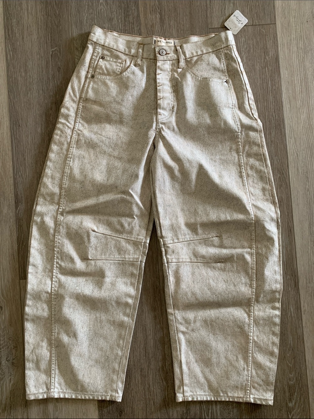 Free People Good Luck Coated Barrel Jeans NWT - Picture 6 of 14